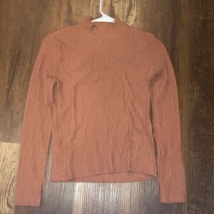 Rust Ribbed Long Sleeve Top